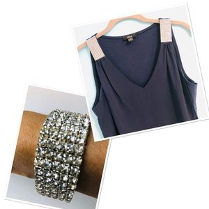 MSK Navy Overlay Dress With Diamond Detail & Gift